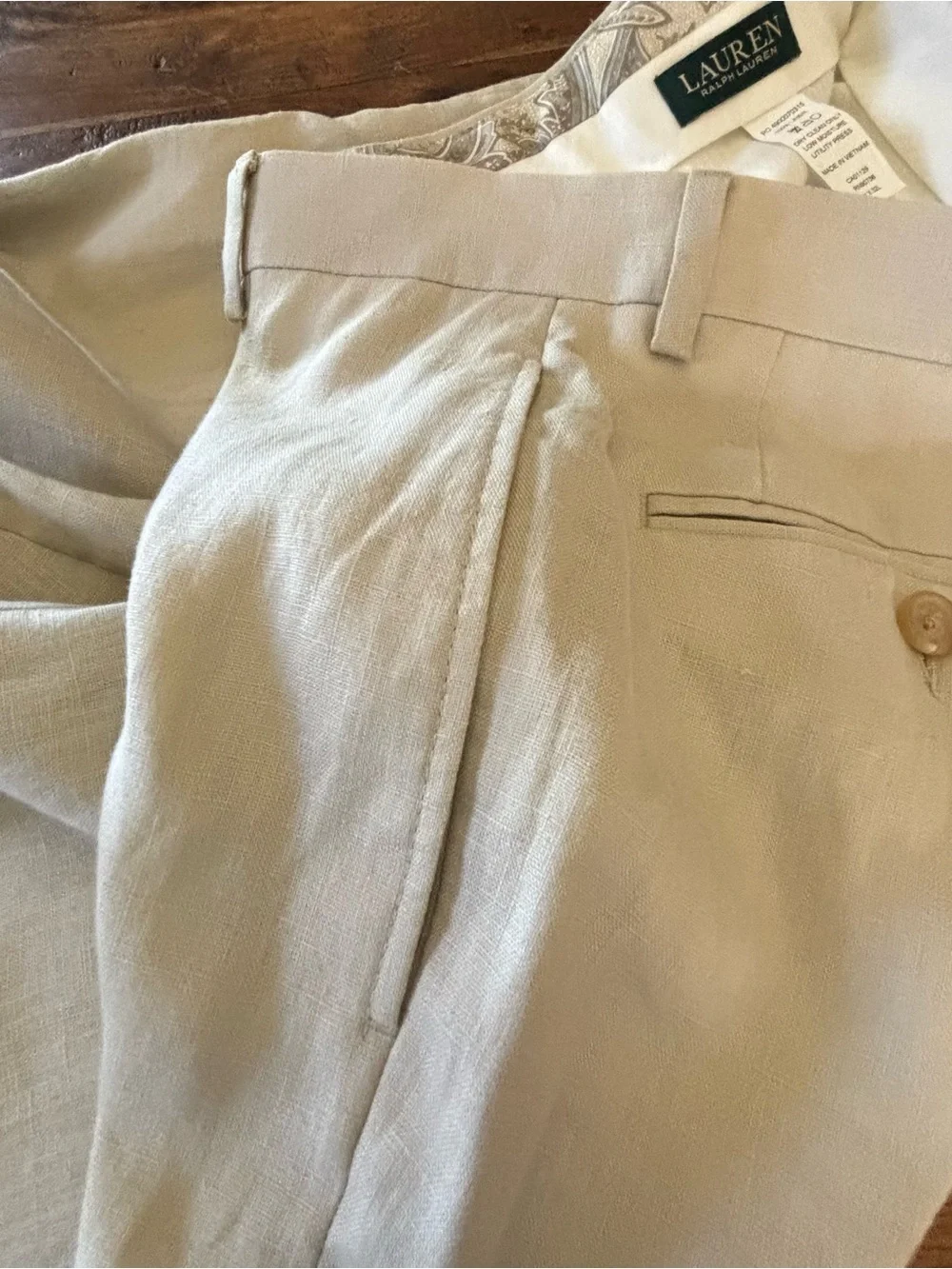 Lauren Ralph Lauren Beige Linen Dress Pants